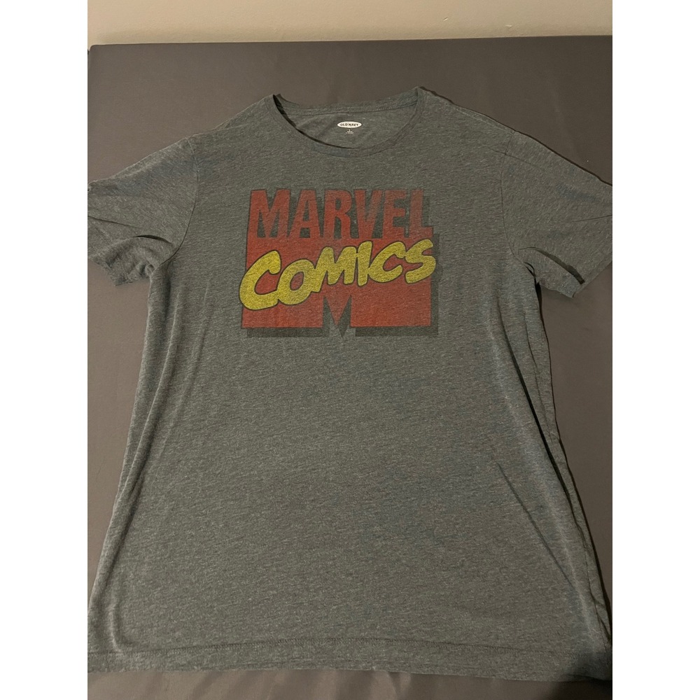 Old Navy Marvel Comics Graphic T-Shirt Mens Large Gray Heather Retro Logo Tee